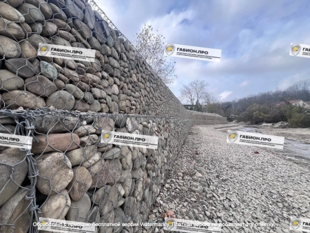 Укрепление берега реки Тешебс габионами | Габион.Про | Gabion.Pro