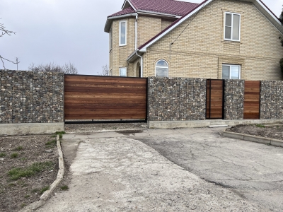 Габионы в ландшафтном дизайне: забор с колоннами и секциями